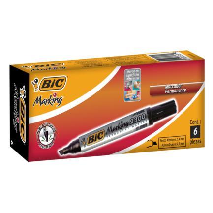 MARCADOR BIC 2300 PERMANENTE PLASTICO NEGRO C/6 867910