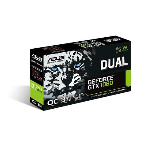 T. DE VIDEO DUAL ASUS PCIE 3.0 NVIDIA GEFORCE GTX1060 O3GB GDDR5 ESTANDAR 2HDMI 2DP DVI PC GAMER DUAL GTX1060 O3G