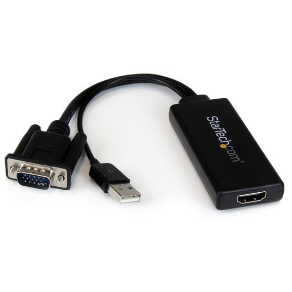 StarTech.com Adaptador VGA a HDMI con audio y alimentación USB – Convertidor VGA a HDMI portátil