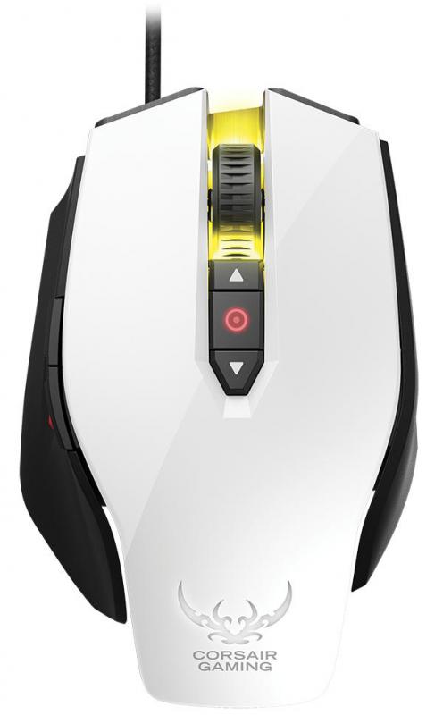 Corsair M65 USB Laser 8200DPI Mano derecha Negro, Color blanco ratone