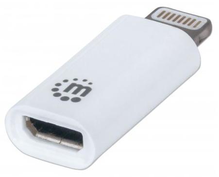 Manhattan 390620 Lightning Micro-USB B Blanco adaptador de cable