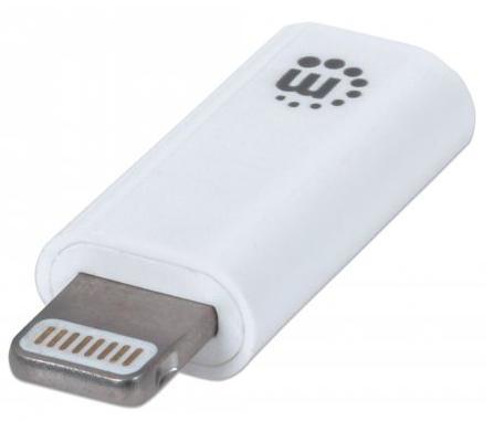Manhattan 390620 Lightning Micro-USB B Blanco adaptador de cable
