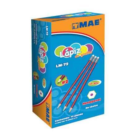 LAPIZ MAE DE GRAFITO HEXAGONAL HB #2 CAJA C/72 PIEZAS LM-72