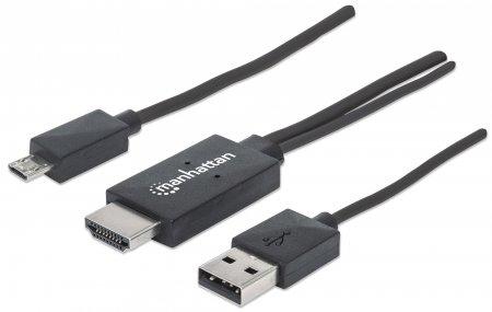 Manhattan 151511 HDMI + USB Negro adaptador de cable de vídeo