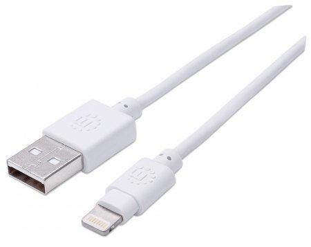 Manhattan 1.8m, USB 2.0-A/Lightning 1.8m USB A Lightning Blanco cable de teléfono móvil