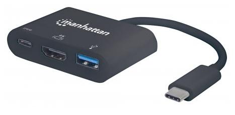 Manhattan 152037 USB type-C, 24-pin HDMI, 19-pin/USB type-C, 24-pin/USB type-A, 4-pin Negro adaptado