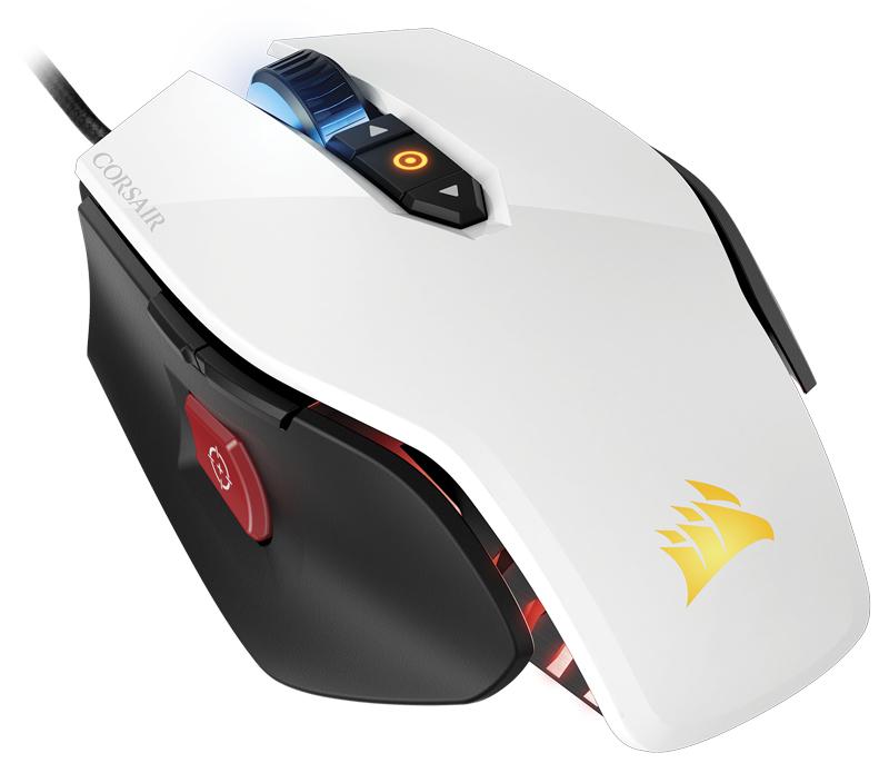 Corsair CH-9300111-NA USB Óptico 12000DPI Mano derecha Negro, Color blanco ratone