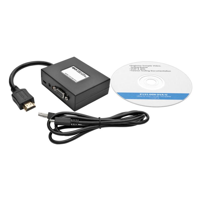 Tripp Lite Adaptador / Divisor de 2 Puertos HDMI a VGA + Divisor de Audio, 1920 x 1080 (1080p)