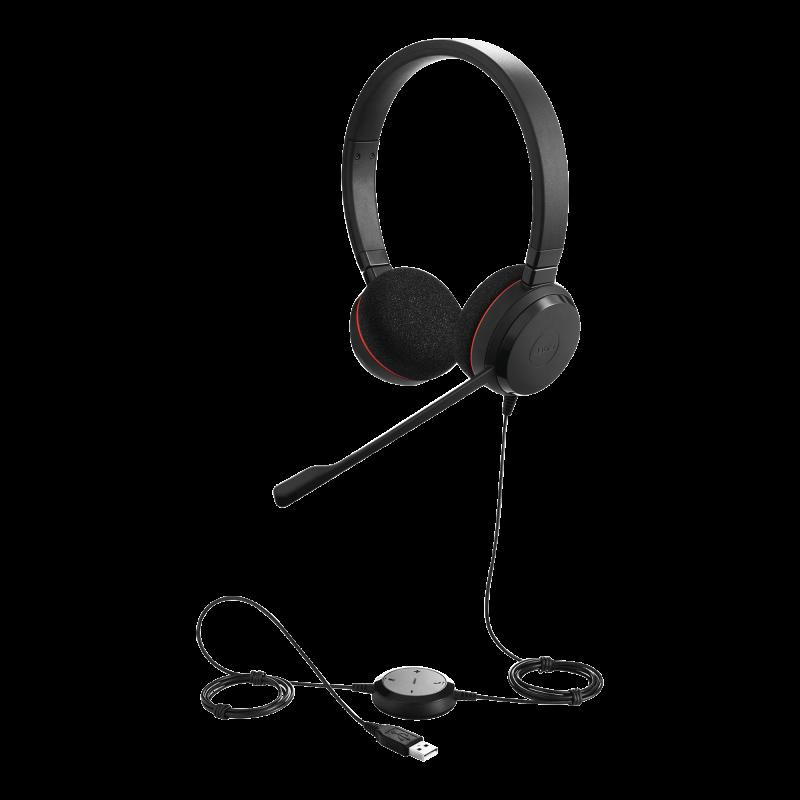 Jabra Evolve 20 DUO con conexión USB, micrófono con cancelación de ruido de ultima generación, c