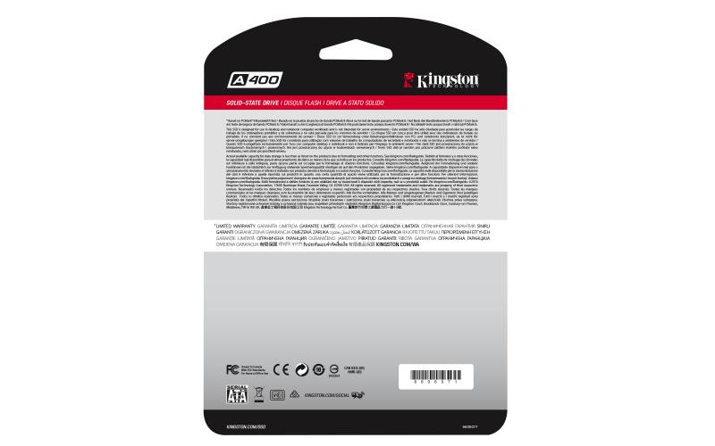 Kingston Technology A400 unidad de estado sólido 2.5" 480 GB Serial ATA III TLC