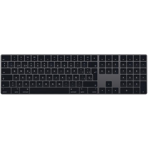 Apple MRMH2E/A teclado USB + Bluetooth QWERTY Español Negro, Gris