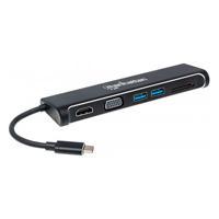 CONVERTIDOR VIDEO USB-C A HDMI/SVGA H HUB USB LECTOR TARJETAS MANHATTAN 152631
