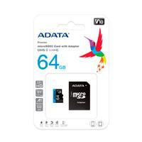 MEMORIA ADATA MICRO SDXC/SDHC UHS-I 64GB CLASE 10 A1 100MB/25MB SEG C/ADAPTADOR AUSDX64GUICL10A1-RA1