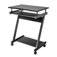 ESCRITORIO COMPACTO, REPISA PARA COMPUTADORA DE TORRE, BANDEJA DESLIZABLE, CUATRO RUEDAS, NEGRO 207690