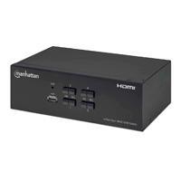 SWITCH KVM HDMI DE 4 PUERTOS PARA DOS MONITORES CONEXIONES HDMI PARA DOS MONITORES, 4K@30HZ, CONEXIONES USB, CONEXIONES DE AUDIO Y MICRóFONO DE 3.5 MM, HUB USB 2.0, NEGRO 153539