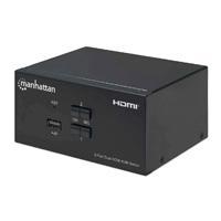 SWITCH KVM HDMI DE 2 PUERTOS PARA DOS MONITORES, CONEXIONES HDMI DE DOBLE PANTALLA, 4K@30HZ, CONEXIONES USB, CONEXIONES DE AUDIO Y MICRóFONO DE 3.5 MM, HUB USB 2.0, NEGRO 153522