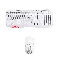 KIT DE TECLADO Y MOUSE ALAMBRICO RGB BLANCO NS-GC01 NASA BY TECHZONE NS-GC01