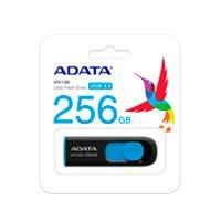 MEMORIA ADATA 256GB  USB 3.2 UV128 RETRACTIL NEGRO AZUL AUV128-256G-RBE