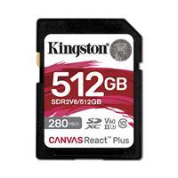 MEMORIA FLASH SD KINGSTON CANVAS REACT PLUS V60 / 512GB / UHS-II 280MB/SEG LECTURA, 150MB/SEG ESCRITURA  (SDR2V6/512GB) SDR2V6/512GB