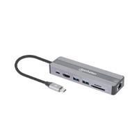 DOCKING USB, MANHATTAN, 153928, -C  7 PTOS, HDMI, RED, USB-C PD/2XUSBV3.2, SD/MICRO SD 153928