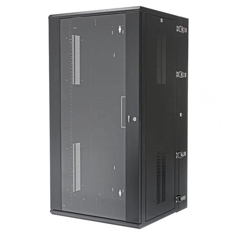 Gabinete PanZone de Montaje en Pared, de 19in, Puerta con Ventana de Acrílico, 26 UR, 635mm de Profundidad, Color Negro PZWMC26W