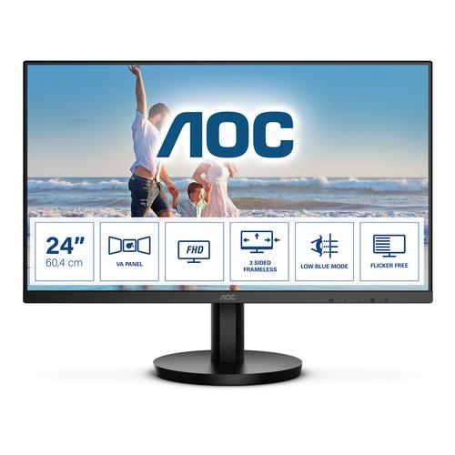 Monitor AOC 24B3HM LED 23.8", Resolución 1920 x 1080 (Full HD 1080p), 75Hz, 4ms, HDMI, VGA, VESA, Negro