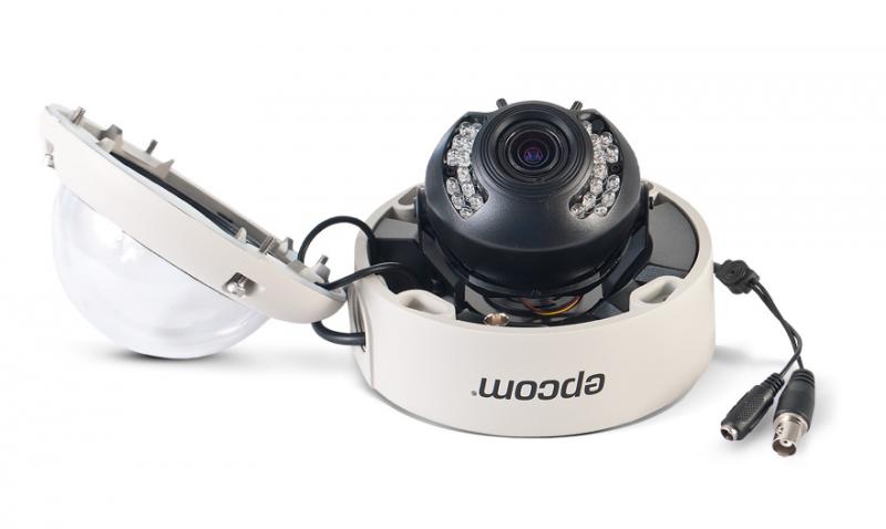 Domo Epcom antivandalismo varifocal de 700TVL día/noche real ICR con LEDs IR para exterior con eenú OSD