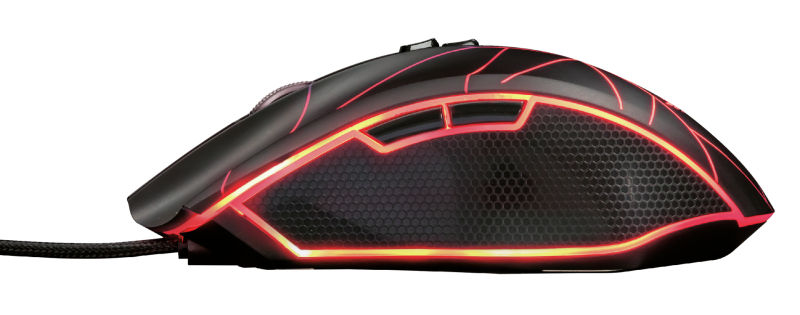 Mouse Gaming GXT 160 22332  ambidiestro con 7 botones programables e iluminación LED ajustable