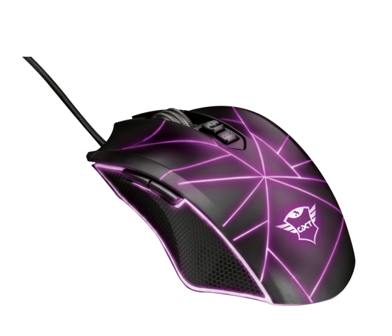 Mouse Gaming GXT 160 22332  ambidiestro con 7 botones programables e iluminación LED ajustable