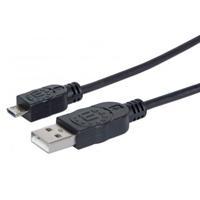 Manhattan Cable USB A Macho - Micro USB B Macho, 50cm, Negro