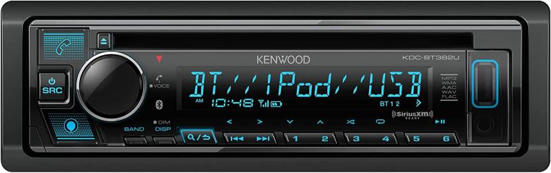 Autoestereo Kenwood KDC-BT382U, Bluetooth, radio AM/FM, pantalla a color variable, USB frontal de alta potencia, Alexa incorporado y listo para SiriusXM