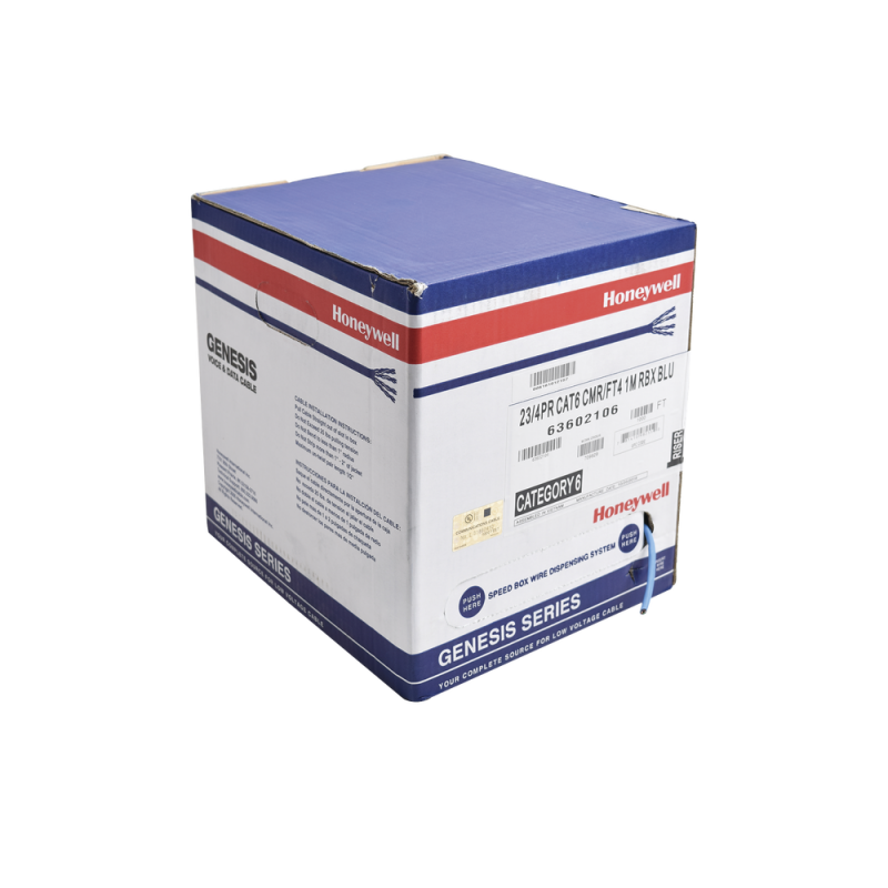 Bobina de cable UTP Cat6 Honeywell SYS-6360-2106/1000 de 305 metros, color Azul, UL, CMR, SPNLS