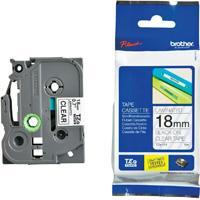 CINTA LAMINADA BROTHER TZE141 NEGRO SOBRE TRANSPARENTE DE 18 MM, 8 MTS TZE141