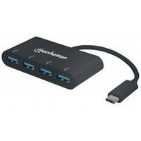HUB USB -C (3.1) MANHATTAN 4 PUERTOS COLOR NEGRO 162746