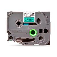 CINTA BROTHER LAMINADA TZE741 NEGRO SOBRE VERDE DE 18MM  PARA PT-9800PCN, PT-D400,PT-D600 TZE741