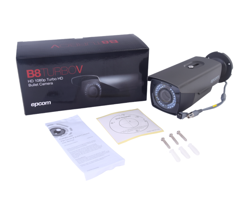 Cámara Epcom B8TURBOVIR tipo bala TurboHD 1080p con lente varifocal de 2.8 - 12mm e IR inteligente para 50mts, color gris oscuro