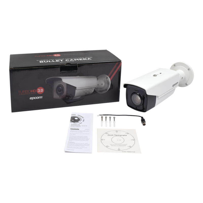 Cámara Bullet TURBOHD 1080p / Lente Mot. 5 - 50 mm / 110 mts IR / IP66 / Ideal para ver a largas distancias / WDR / BLC / Soporta salida analógica B8-TURBO-VZ5