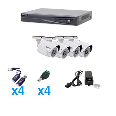 Kit CCTV EPCOM TURBOHD 1080P, 4 B8TURBOXW (bullet exterior 2.8mm gran angular), transceptores, conectores y fuente de poder profesional