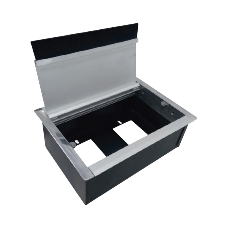 Caja universal vacía de 2 módulos para instalación en escritorio (voz, datos, vídeo, contactos eléctricos), (No incluye accesorios) CE-UNI-2M