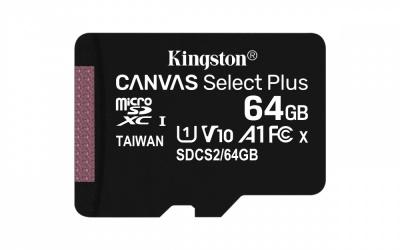 Memoria Flash Kingston Canvas Select Plus, 64GB MicroSDXC UHS-I Clase 10, con Adaptador