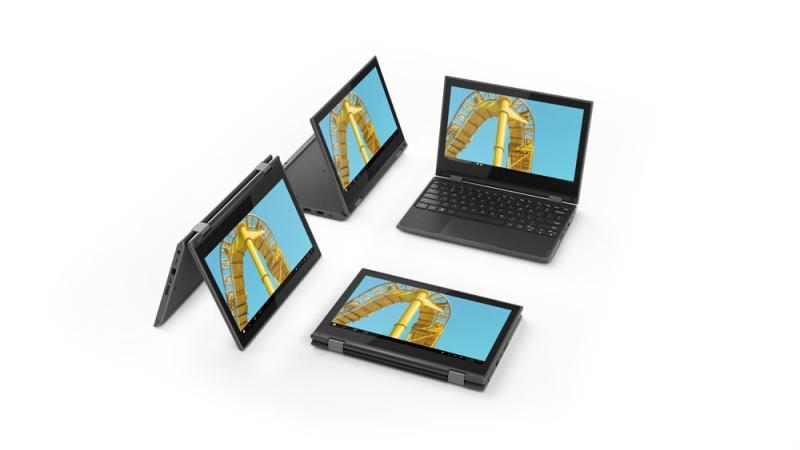 Laptop Lenovo 300e 2 en 1 11.6" Táctil Intel Celeron N4120 Disco duro 64 GB Ram 4 GB Windows 10 Pro Color Negro 81M900BELM