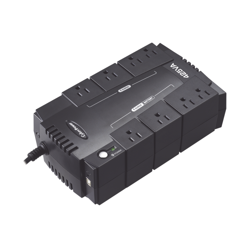 UPS de 425 VA/255 W, Topología Standby, Entrada 120 Vca NEMA 5-15P, Tipo Gabinete Compacto, Con 8 Tomas NEMA 5-15R CP425SLG