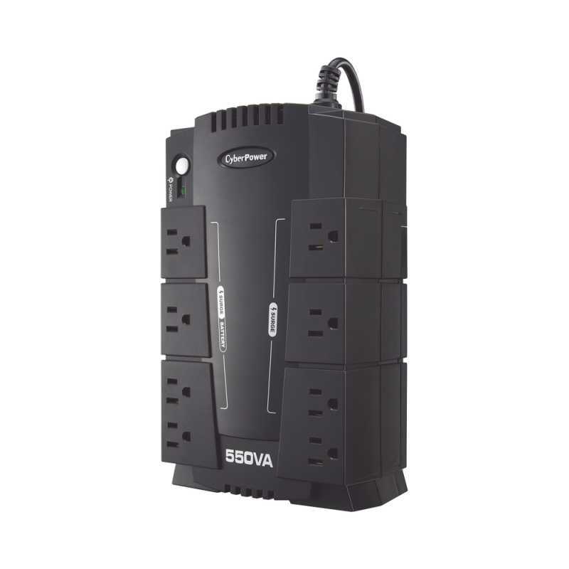 UPS de 550 VA/330 W, Topología Standby, Entrada 120 Vca NEMA 5-15P, Tipo Gabinete Compacto, Con 8 Tomas NEMA 5-15R CP550SLG