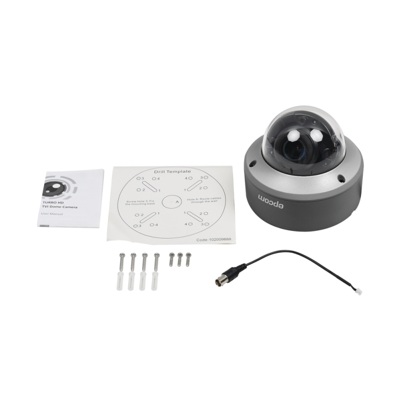 Domo TURBOHD 2 Megapixel / Lente Mot. 2.8 mm - 12 mm /  40 mts IR EXIR / WDR Real / Exterior IP66 / Salida Analógica D8-TURBO-VZ