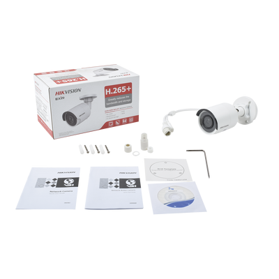 Cámara Mini Bala IP Hikvision DS-2CD2025FWD-I, 2 Megapixel, 30 metros IR EXIR, Lente 2.8MM, H.265+, WDR 120DB, 12VCD, POE, IP67