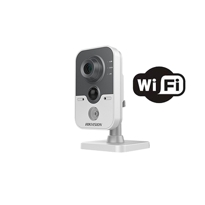 Cubo IP 1 Megapixel / WIFI / 10 mts IR / Sensor PIR / MicroSD / Interior / Hik-Connect P2P / Bocina y microfono interconstruidos / Lente 2.8 mm / PoE DS-2CD2410F-IW