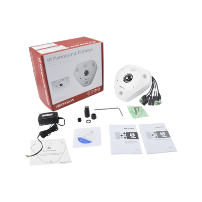 Fisheye IP 3 Megapixel Hikvision DS-2CD6332FWD-IVS, 180°,360°, WDR, 15 mts IR, PTZ Digital, Heat Map, Entrada-Salida audio y alarma, Múltiples vistas, IP66, IK10, PoE