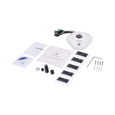 Fisheye IP 6 Megapixel Hikvision DS-2CD6365G0E-IVS, 180° - 360°, WDR 120 dB, Exterior IP67, IK08, 15 mts IR, Entrada y Salida de Audio y Alarma, Múltiples Vistas