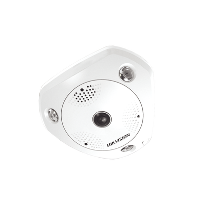 Fisheye 12 Megapixel (4K) / 180° / 360° / 15 mts IR / WDR / PTZ Digital / PoE / MicroSD / Heat Map / Múltiples vistas / Entrada-Salida audio y alarma DS-2CD63C2F-IS