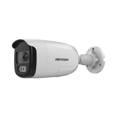 Cámara Hikvision DS-2CE12DFT-PIRXOF28, bullet TURBO 1080p, Imagen a Color 24/7, Lente 2.8 mm, Luz Blanca 40 mts, IP67, Sensor PIR, Sirena Integrada, Estrobo ROJO - AZUL, WDR 130 dB